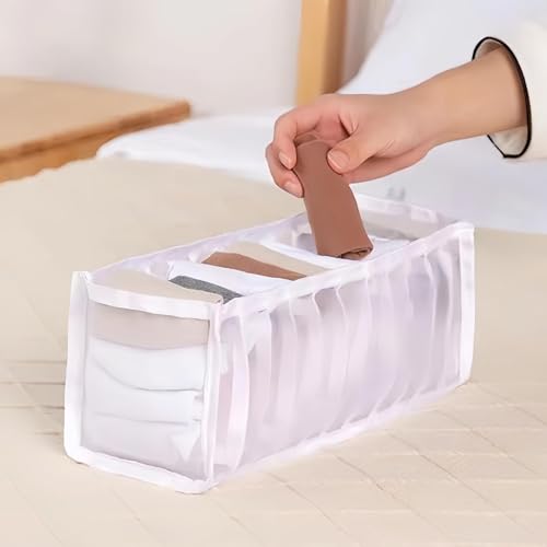 11-Compartment Closet Organizer - Lightweight Drawer Divider for Bras, Underwear & Socks, Durable Storage Box for Wardrobe Organization（White） - color: White, size: 11-grid