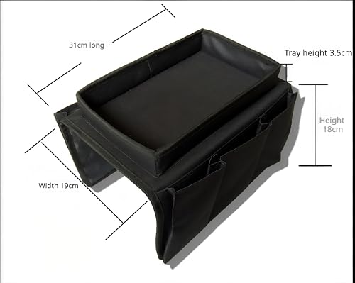 Sofa Armrest Organizer with Spill-Resistant Drink Tray, Multi-Pocket Non-Slip Couch Arm Caddy for Remote Control, Phones, Snacks, Universal Fit for Sofa, Recliner & Armchair - color: coffee