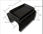 Sofa Armrest Organizer with Spill-Resistant Drink Tray, Multi-Pocket Non-Slip Couch Arm Caddy for Remote Control, Phones, Snacks, Universal Fit for Sofa, Recliner & Armchair - color: black