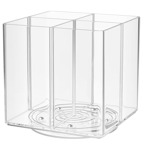 Drink Packet Organizer, Rotating Turntable Organizer with 4 Compartments, Clear Lazy Susan for Powdered Drink Mix, Water Flavor Packets, Coffee, Tea – Space-Saving Countertop Organizer - size: 1 Pack - 4 Section