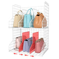 Sonyabecca Purse Storage Organizer for Closet : Adjustable 2-Pack Dividers Handbag Organizer - Stackable Wire Handbags Storage Baskets -Open Cabinets Wallets Tote Chain Bags Clutches -White - size: 2-pack large