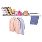 Hershii Expandable Tension Closet Shelf Rod Telescopic Stainless Steel Storage Rack Heavy Duty DIY Organizer Divider for Wardrobe Cupboard Kitchen Bathroom Garage - size: 117-188cm/46.06-74.01inches