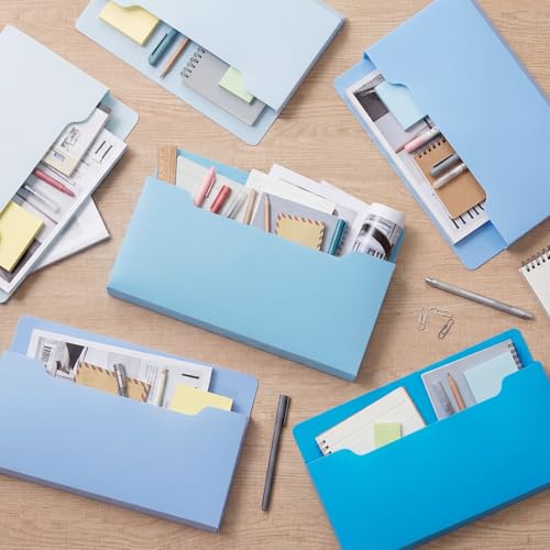 Fuutreo 6 Pcs Magnetic Wall File Organizer Magnetic Wall File Holder Refrigerator Magazine Holder for Mail Letters Paper(Ocean Color,Horizontal-large) - color: Ocean Color, size: Horizontal-Large