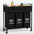 Laundry Sorter with 3 Section Pull Out Bags Rolling Laundry Basket Organizer with 2 Drawers Laundry Hamper with Shelves and Wheels for Laundry Room, Bathroom, Bedroom Organization (1 Tier) - size: 1 Tier