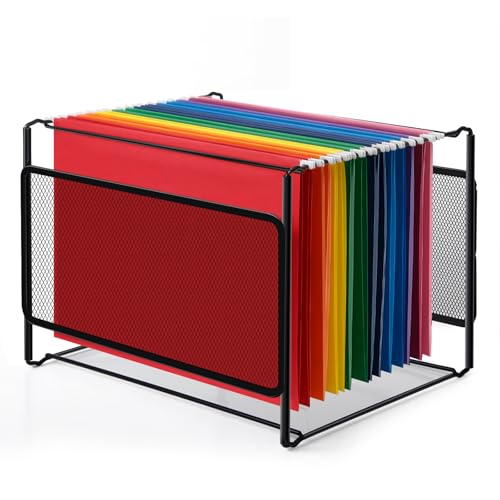 Comix Hanging File Organizer, Letter Size File Folder Organizer with Metal Mesh, Space-Saving File Folder Storage Box for Home Office Supplies - color: 1 Pack