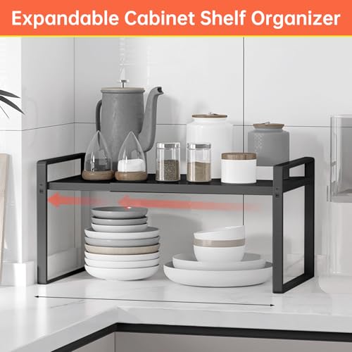 (2-Pack) 11" Cabinet Shelf Organizer Set, 14"~25" Expandable Shelves for Kitchen Cabinets & Cupboards, Perfect for Dishes, or Small Appliance Storage - color: 11" Wide ( 2 Pack)