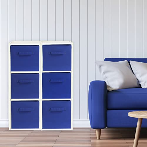 Simple Houseware Foldable Cube Storage Bins, 11-Inch Dark Blue, 6-Pack Fabric Cubes Organizer for Closet or Shelves - color: Dark Blue