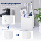 Diatomite Toothbrush Holders for Bathrooms, Electric Toothbrush and Toothpaste Holder 3 Slots Tooth Brush Organizer for Bathroom Countertop, Shower, Vanity - White - color: White