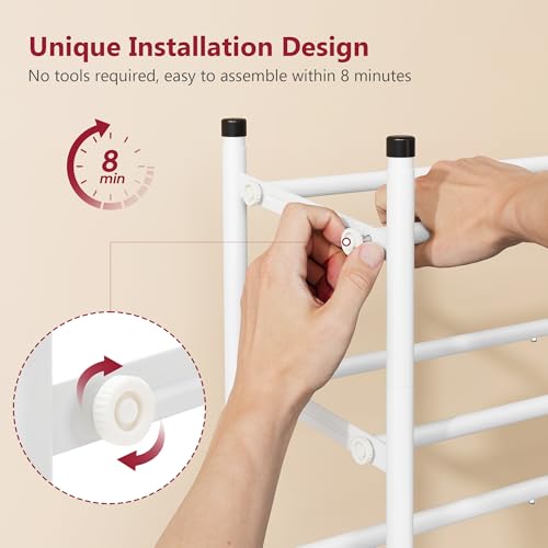 Tajsoon Expandable Shoe Rack for Closet 5 Tier, 29“-41“Adjustable & Stackable Shoe Shelf Storage, Metal Shoe Rack Organizer for Front Door Entrance, Closet, Garage, Entryway, White - color: White, size: 5 Tier