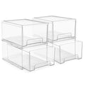 Sorbus Plastic Storage Bins Stackable Clear Pantry Organizer Box Bin for Organizing Kitchen Fridge, Food, Snack Pantry, Fruit, Vegetables, Bathroom, Wide & Narrow Deep (4 Pack) - size: 4 Pack