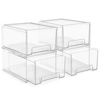 Sorbus Plastic Storage Bins Stackable Clear Pantry Organizer Box Bin for Organizing Kitchen Fridge, Food, Snack Pantry, Fruit, Vegetables, Bathroom, Wide & Narrow Deep (4 Pack) - size: 4 Pack