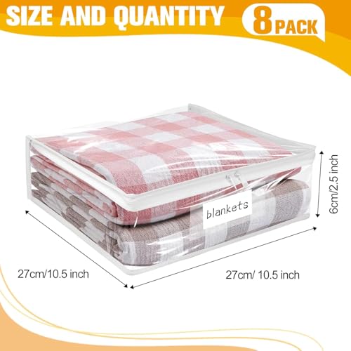 Kikerike Plastic Storage Bags with Easy-Glide Zipper, Pack of 8, Durable Clear Vinyl Zippered Storage Bags for Clothes Sweaters Comforters Blankets Sheets Bedding (10.5 x 10.5 x 2.5 Inch, White) - color: White, size: 10.5 x 10.5 x 2.5 Inch - 8 Pack