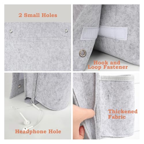 Surblue Bedside Caddy Felt Bedside Storage Organizer with Water Bottle Holder for TV Remote Control Phone Glasses Magazine 7 Pockets(Light Grey) - color: Lightgrey