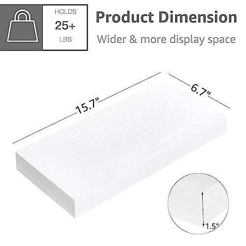 QEEIG Floating Shelves for Wall Bathroom Shelf Bedroom Kitchen Living Room Hanging Book Shelves Small Farmhouse Decor 16 inch Set of 3, White (015-W3) - color: B. White, size: 3pcs
