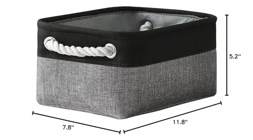 TheWarmHome Storage Basket for Organizing - 12x8x5.2 inch 1 Pack Fabric Storage Cubes, Baskets for Gifts Empty for Closet Organizer Dog Gift Cloth Toy (Grey & Black) - color: Black&Grey, size: Small -11.8Lx7.9Wx5.2H