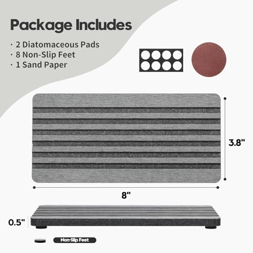 Razborci 2PCS Diatomite Quick Stone Drying Tray Mat For Bathroom & Kitchen Counter, Instant Dry Water Absorbent Drink Bar Coaster,Vanity Sink Caddy Organizer,Dish Soap Sponge Holders, Charcoal,8"x3.8" - color: 2pc - 8"x 3.8" - Charcoal Gray