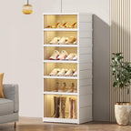 SYNCVIBE Foldable Shoe Rack Organize 6 Tier Plastic Shoe Shelf, 12 Pairs Collapsible Shoes Storage Bins, Large Folding Shoe Boxes for Closet with Doors, Stackable Storage Shoe Cabinet - size: 6 Tiers -12 Pairs