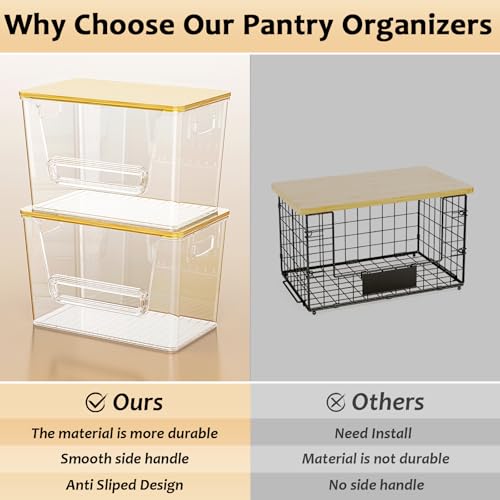 Delamu 3 Pack Pantry Organizers and Storage,Trash Bag Dispenser with Bamboo Top,Stackable Trash Bag Dispenser Under Sink Organizer for 4-30 GalBags,Onion,Potato,Fruits,Clear - color: Clear, size: 3Pack