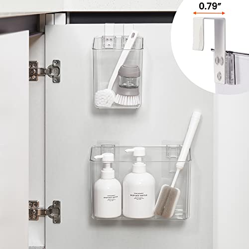 vacane Hanging Basket with Removable Hooks, Plastic Over Cabinet Door Organizer for Organizing Over the Cabinet Organizer Holder for Kitchen, Pantry, Bathroom-Hang Outside or Inside Door-4 Pack - style: 4 Pack