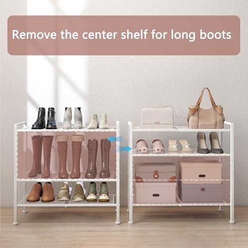 4-Tier Shoe Rack,Metal White Shoe Storage Organizer Shelf for Closet,Entryway,Hallway,Dorm (White, 4 Tier) - color: White, size: 4 Tier