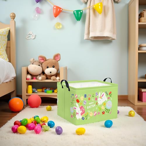 HIYAGON Rectangular Easter Basket Baby Boy Basket Kids Toy Storage Bin Organizer Box Easter Room Decor(Happy Easter) - color: Happy Easter