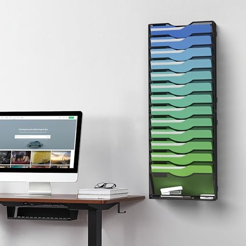 Kuntine.B Wall File Organizer Office Hanging Magazine Holder Wall File Organizer for Office Home (Black, 15 Tier) - color: Black, size: 15 Tier & No Hangers