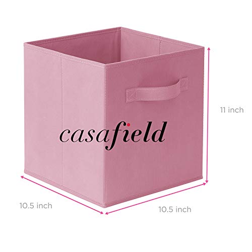 Casafield Set of 6 Collapsible Fabric Cube Storage Bins, Light Pink - 11" Foldable Cloth Baskets for Shelves, Cubby Organizers & More - color: Light Pink, size: 10.5" x 10.5" x 11"