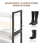 8-Tier Tall Shoe Rack, Stackable Zero-Wobble Metal Frame with Screw-Fastened Joints, 11.8" Deep Heel-Friendly Non-Woven Shelves, Space-Saving Shoe Tower for Closet Entryway Bedroom - size: 8-Tier