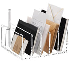 SANRUI Acrylic Mail Organizer, 5 Compartments File Holder for Desk, Letter Sorter with Pen Holder, Clear Countertop Document Sorter for Notebooks, Bills & Eyeshadow Palettes - style: 5 Sections with Pen Holder