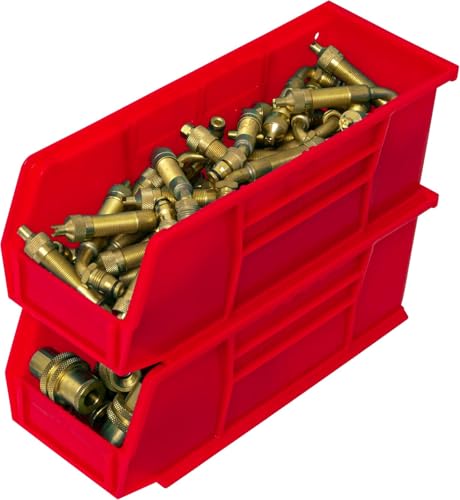 Akro-Mils 30224 AkroBins Plastic Storage Bins, Space-Saving Stackable Bins for Garage, Pantry, Craft Organization, 11" L x 4" W x 4" H, Red, 12-Pack - color: Red