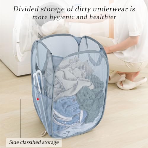 Upgraded 100L Extra Large Collapsible Laundry Baskets, 2 Pack XL Mesh Pop Up Laundry Hamper with Handles, Portable Travel Laundry Basket, Foldable Hamper. Grey. 2V - color: Grey, size: 2-Pack Vertical