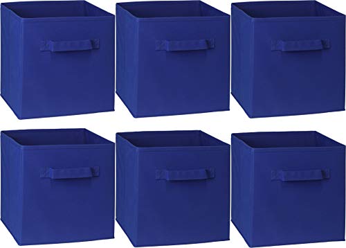 Simple Houseware Foldable Cube Storage Bins, 11-Inch Dark Blue, 6-Pack Fabric Cubes Organizer for Closet or Shelves - color: Dark Blue