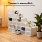 20-Pack Stackable Clear Shoe Storage Boxes, Foldable Shoe Organizer with Flip Doors & Heart Handles, Space-Saving Shoe Box Storage for Closet, Easy Access, Fits Up to US Size 10/9
