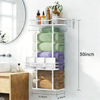 Towel Racks for Bathroom, 30inch Wall Mounted Towel Rack, Towel Storage for Small Bathroom Can Holds 6 Large Towels, Floating Shelf with Adjustable Tissue Basket.(White) - color: White
