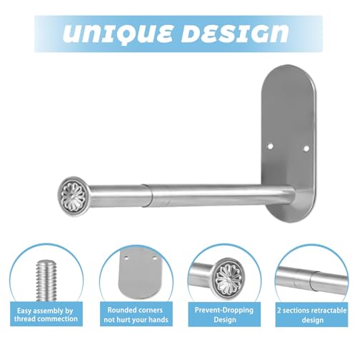 2-Section Stainless Steel Clothes Hanger Storage, Retractable Space Saving Clothes Hanger Storage Organizer, Wall Mount Clothes Rack Organizer, Adhesive or Drilling Installation(Length 13.7") - color: Silver, size: Silver13.7”