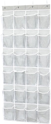Simple Houseware 24 Pockets Large Clear Pockets Over The Door Hanging Shoe Organizer, Gray (56" x 22.5") - color: Gray, size: Extra Large Pockets