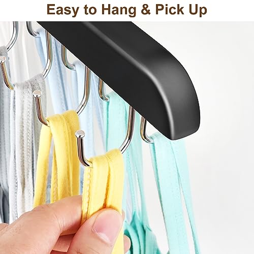 2 Pack Bra Hanger, Capacity Foldable Tank Top Hanger with 40 Hooks, Bra Hangers for Closet Organizer, Premium Wooden Space Saving Hangers Closet Organizers and Storage for Dorm & Apartment - color: Black, size: 2 Pack