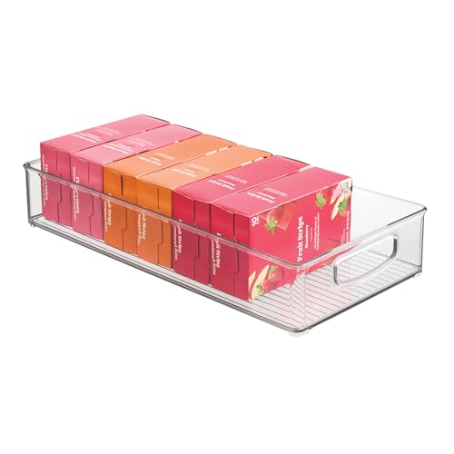 iDesign Stackable Clear Plastic Extra Long Pantry Organizers and Cabinet Storage Bins for Kitchen - size: 16 x 8 x 3, style: Pack of 1