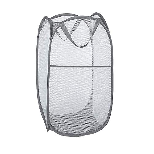 Larpur Popup Mesh Laundry Basket, Collapsible Laundry Hamper Portable Clothes Washing Laundry Hamper with Reinforced Carry Handles for Home, Dormitories, Travel, Apartments (Grey) - color: 1-Grey
