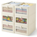 6 Pack Linen Closet Organizers and Storage, Foldable Closet Storage Bins with Clear Window, Fabric Closet Organizers for Shelves, Bedroom, Living Room - Organize Clothes, Jeans, Toys, Blankets