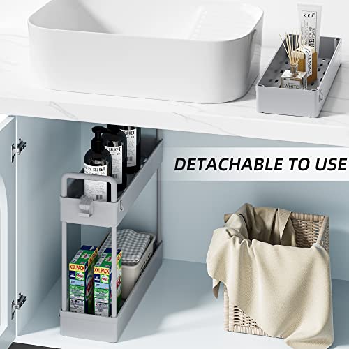 SOLEJAZZ Slim Rolling Storage Cart with Wheels 3 Tier Skinny Bathroom Storage Organizer Thin Laundry Room Utility Cart Space-Saving for Bedside Kitchen Office Small Narrow Places, Gray - color: Grey, size: 3-Tier, 4.76"D