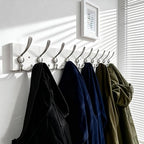 SKOLOO Creations White Solid Wood Wall Mounted Coat Rack, 10 Hooks, 38-1/8" Long - Kitchen, Mudroom, Entryway, Bathroom - Includes Mounting Hardware, Wall Coat Hanger, Towel Rack - color: Matte White Plates & Nickel Hook, size: 1 Item-10 Hooks