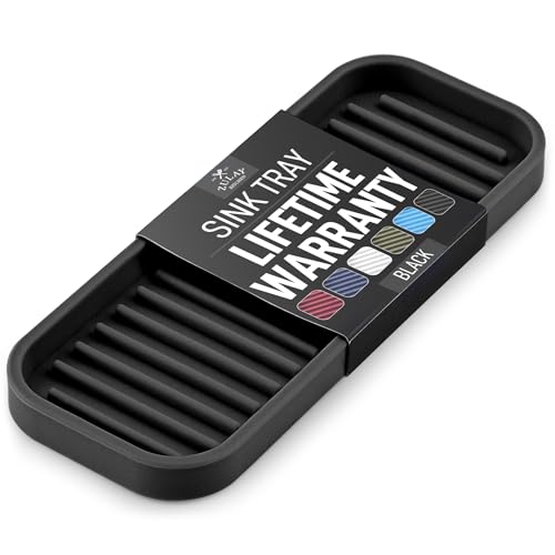 Zulay Kitchen (9x3.5) Silicone Sponge Holder for Kitchen Sink - Flexible Multipurpose Soap Tray Sponge Holder - Sink Organizer Tray for, Bathroom, Makeup, Trinkets & More (Black) - color: Black, size: Medium (9x3.5)