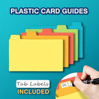 H4D Index Card Holder 3x5 Inches with 25 Plastic Dividers, Black - color: Black, size: 3x5 inch