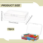 BENECREAT 12 Packs Rectangle PP Plastic Container Box, 3x2x0.8inch Bead Storage Organizer Box, Dustproof Case with Hinged Lid for Cards, Beads and Craft Supplies - size: 3x2x0.8inch