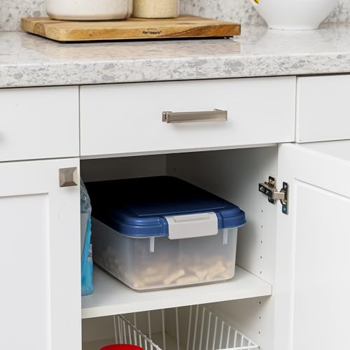 IRIS USA Airtight Dog Food Storage Container, Up to 11 lbs, Dog Cat Bird and Other Pet Food Treats Storage Bin, Dog Cat Wet Food Cans, Keep Fresh, BPA Free, Stackable, Navy - size: 11 lbs