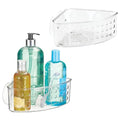 iDesign Plastic Suction Cup Corner Shower Basket for Bathroom Storage, Set of 2, Clear, Made in USA - style: Pack of 2