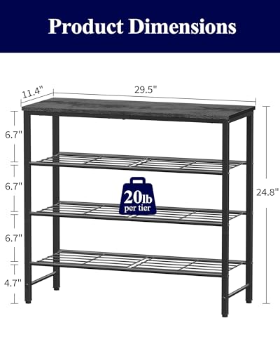Kitsure Shoe Rack for Closet, Shoe Organizer with Leveling Feet, Sturdy & Rust-Proof Shoe Storage for Entryway, Bedroom, Living Room, 29.5" x 11.4" x 24.8", Black - color: Black, size: 29.5" x 11.4" x 24.8"