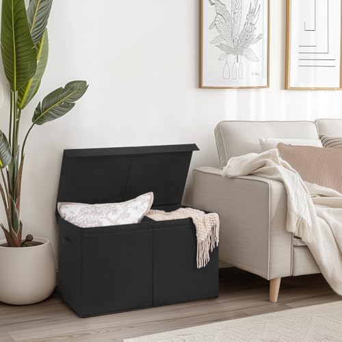 INDRESSME 25"x13"x16" Large Toy Storage, Foldable Storage Bins with Dividers, Toy Chests for Closet, Playroom, Bedroom, Toy Box for Kids, Boys Girls (Black) - color: Black, size: 25"x13"x16"