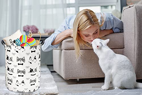 Large Storage Baskets,Waterproof Laundry Baskets,Collapsible Canvas Basket for Storage Bin for Kids Room,Toy Organizer,Home Decor,Baby Hamper(Bowknot Cat) - color: Bowknot Cat